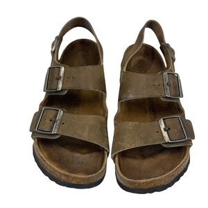 Birkenstock Milano Brown Oiled Leather Slingback Sandal Womens Approx sz 37